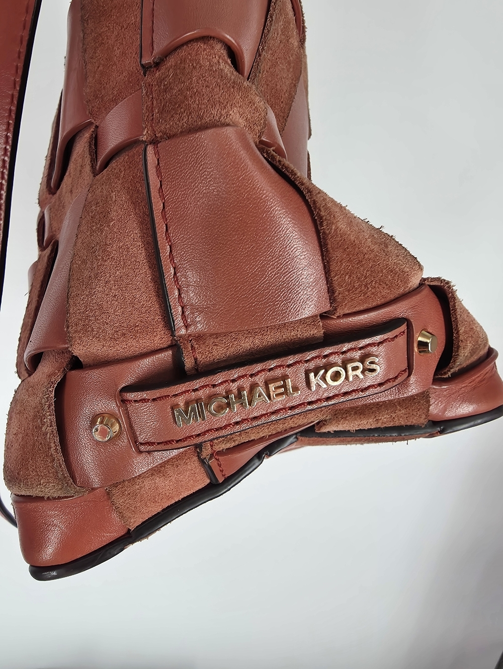 Michael Kors Rust Brown Woven Suede Hobo Bag - Picture 5 of 9
